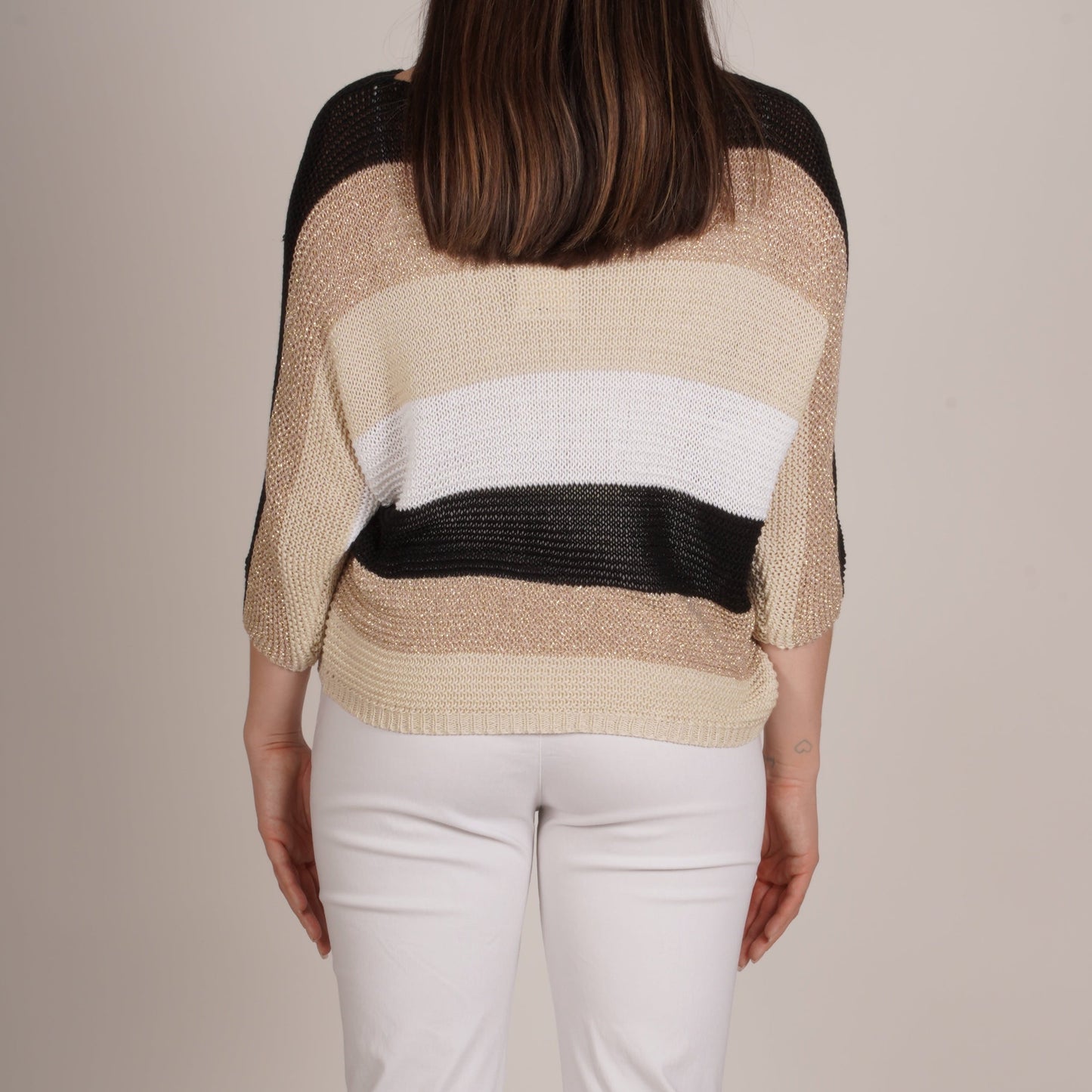 Pull-over noir ample en maille rayée