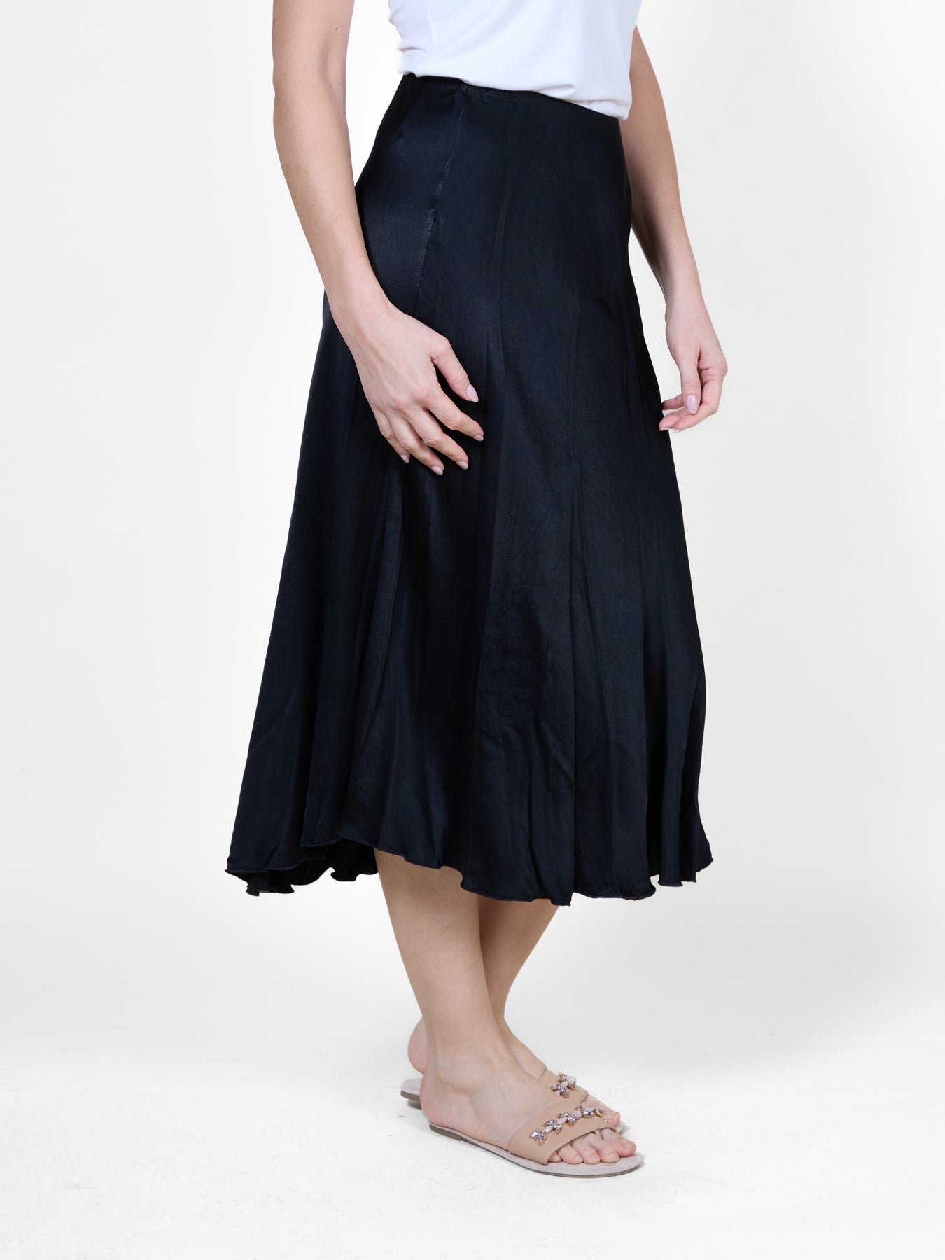 Black Long Skirt with Subtle Sheen